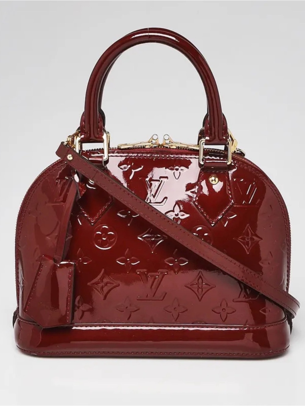 Louis Vuitton Vernis Alma BB Satchel in Deep Red Patent Authenticated